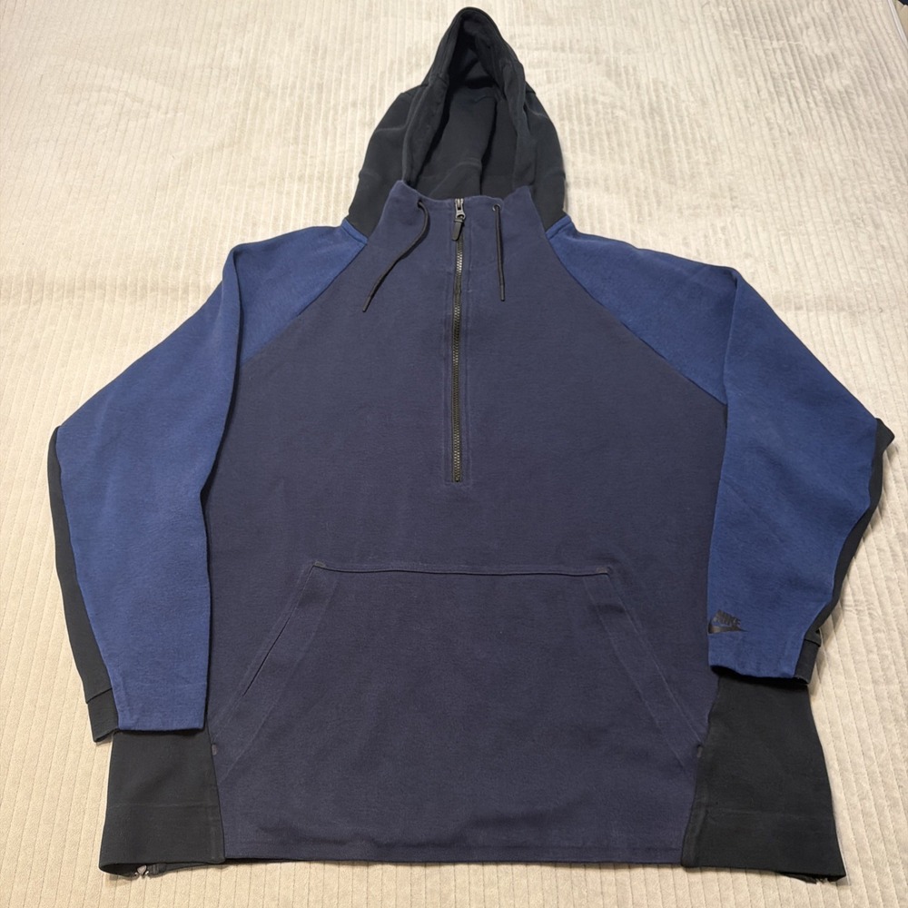Nike Tech Fleece Half Zip Hoodie Obsidian Heather Black 884892-451 Mens Size 2XL